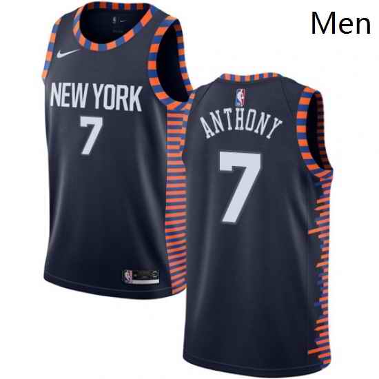 Mens Nike New York Knicks 7 Carmelo Anthony Swingman Navy Blue NBA Jersey 2018 19 City Edition